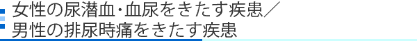 女性の尿潜血・血尿をきたす疾患／男性の排尿時痛をきたす疾患